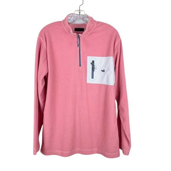 Southern Marsh FieldTec Quarter Zip Waffle Fleece Pullover Pink + Blue Size S - Picture 3 of 13
